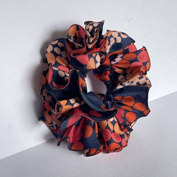 New Women Red Scrunchie Ruffled design Multicolor Polkadots - Picture 3 of 14